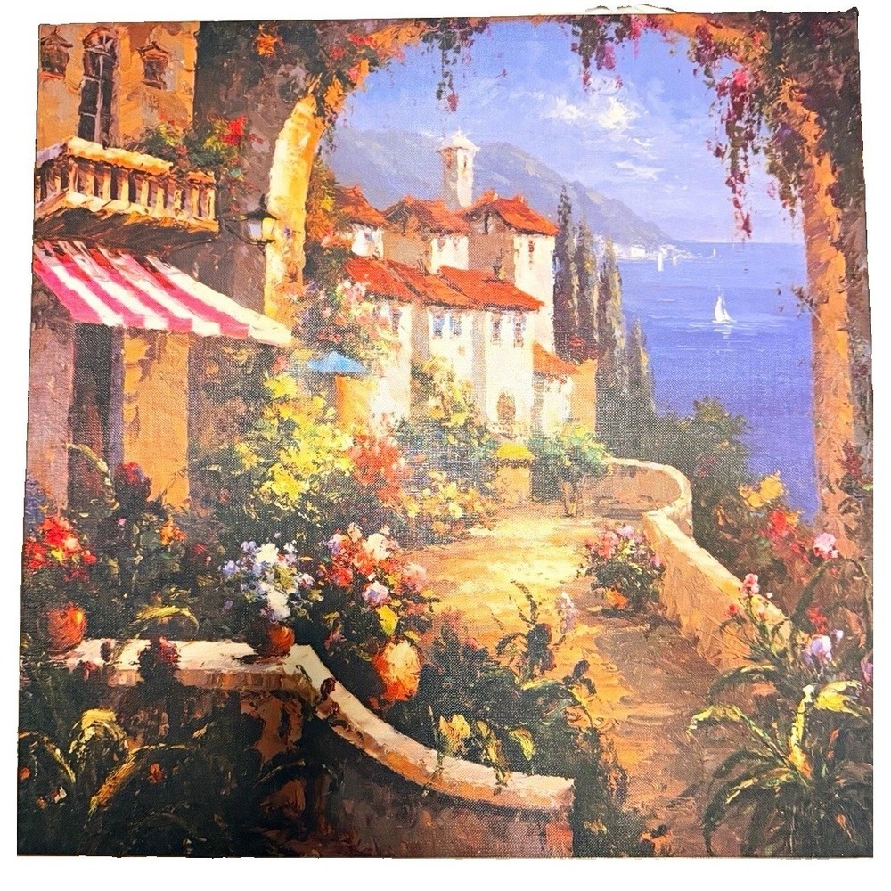Gabriela Mediterranean Arches I Canvas Print Tuscan Coastal Wall Art 19.5"